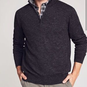 Faherty Men's Sconset Pullover Sweater Black Heather Size XL Cotton Cashmere